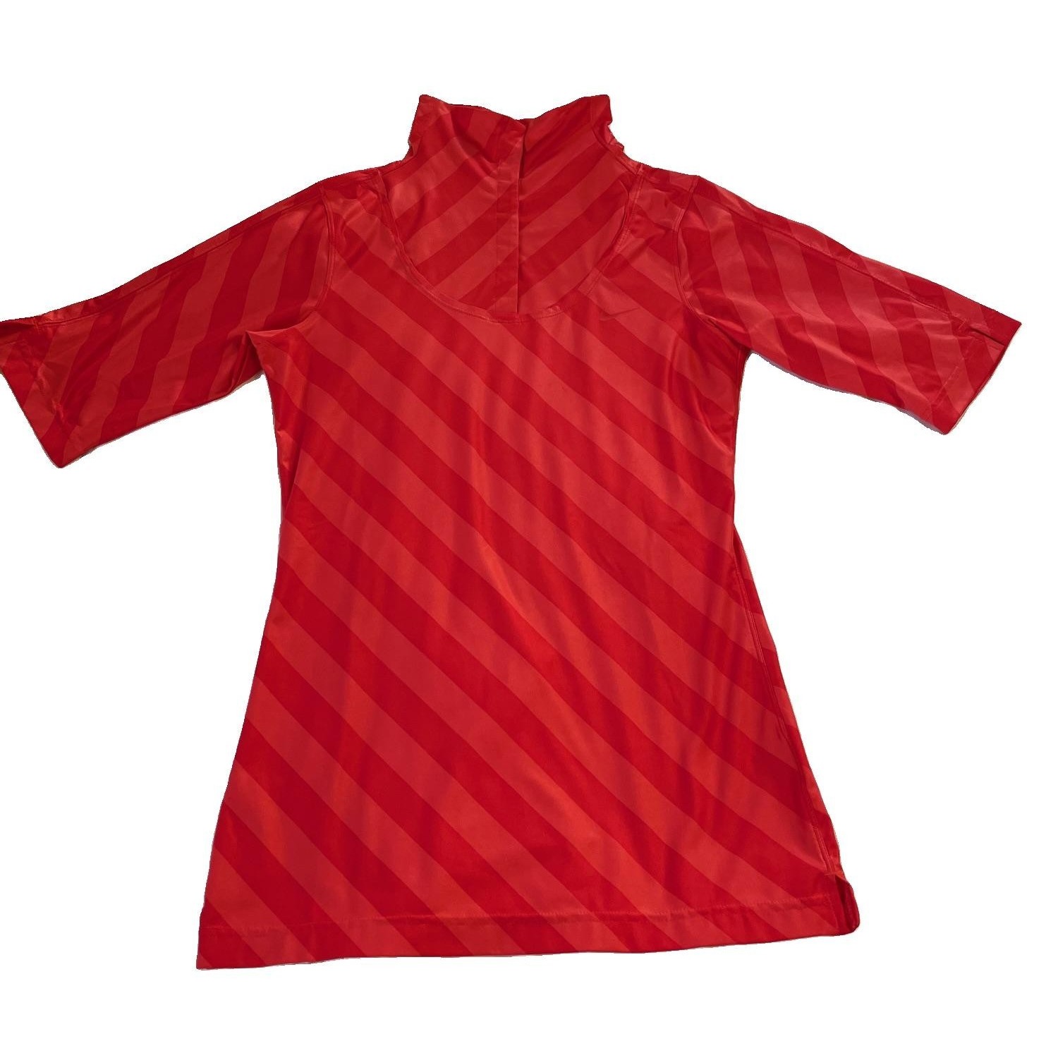 Nike Golf Dri Fit Sport Adjustable Neckline Striped Coral Size Small